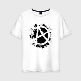 Женская футболка хлопок Oversize с принтом АНАРХИЯ в Белгороде, 100% хлопок | свободный крой, круглый ворот, спущенный рукав, длина до линии бедер
 | anarchy | blood | paints | riot | rock | анархия | брызги | бунт | знаки | кровь | музыка | панки | рок | символ