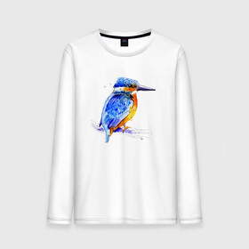 Мужской лонгслив хлопок с принтом Kingfisher в Белгороде, 100% хлопок |  | акварель | графика | зимородок | крутой | модный | принт | птица | птичка | рисунок | рыбак | рыболов | скетч | стильный | яркий
