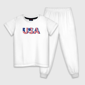 Детская пижама хлопок с принтом USA в Белгороде, 100% хлопок |  брюки и футболка прямого кроя, без карманов, на брюках мягкая резинка на поясе и по низу штанин
 | america | la | ny | usa | америка | американская мечта | доллар | запад | калифорния | соедененые штаты | статуя свободы | флаг сша