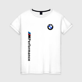Женская футболка хлопок с принтом BMW M PERFORMANCE 2020 | БМВ М ПЕРФОРМАНС в Белгороде, 100% хлопок | прямой крой, круглый вырез горловины, длина до линии бедер, слегка спущенное плечо | bmw | bmw motorsport | bmw performance | carbon | m | motorsport | performance | sport | бмв | карбон | моторспорт | спорт