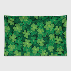 Флаг-баннер с принтом Ирландский клевер в Белгороде, 100% полиэстер | размер 67 х 109 см, плотность ткани — 95 г/м2; по краям флага есть четыре люверса для крепления | clover | day | ireland.lucky | irish | patrick | patricks | shamrock | день | зеленая | зеленый | ирландский | клевер | купить | патрик | патрика | святого | святой