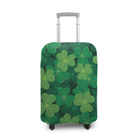 Чехол для чемодана 3D с принтом Ирландский клевер в Белгороде, 86% полиэфир, 14% спандекс | двустороннее нанесение принта, прорези для ручек и колес | clover | day | ireland.lucky | irish | patrick | patricks | shamrock | день | зеленая | зеленый | ирландский | клевер | купить | патрик | патрика | святого | святой