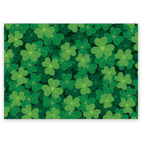 Поздравительная открытка с принтом Ирландский клевер в Белгороде, 100% бумага | плотность бумаги 280 г/м2, матовая, на обратной стороне линовка и место для марки
 | clover | day | ireland.lucky | irish | patrick | patricks | shamrock | день | зеленая | зеленый | ирландский | клевер | купить | патрик | патрика | святого | святой