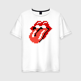 Женская футболка хлопок Oversize с принтом rolling stones в Белгороде, 100% хлопок | свободный крой, круглый ворот, спущенный рукав, длина до линии бедер
 | mick jagger | music | rock | rolling stones | музыка | рок