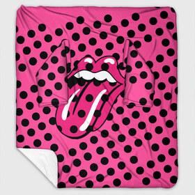 Плед с рукавами с принтом rolling stones pink logo в Белгороде, 100% полиэстер | Закругленные углы, все края обработаны. Ткань не мнется и не растягивается. Размер 170*145 | Тематика изображения на принте: mick jagger | music | rock | rolling stones | музыка | рок