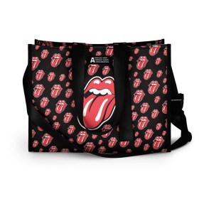 Сумка-шоппер 3D с принтом rolling stones в Белгороде, 100% полиэстер | застегивается на металлическую кнопку; внутренний карман застегивается на молнию. Стенки укреплены специальным мягким материалом, чтобы защитить содержимое от несильных ударов
 | mick jagger | music | rock | rolling stones | музыка | рок