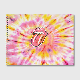 Альбом для рисования с принтом Rolling Stones tie-dye в Белгороде, 100% бумага
 | матовая бумага, плотность 200 мг. | mick jagger | music | rock | rolling stones | музыка | рок