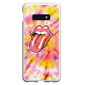 Чехол для Samsung S10E с принтом Rolling Stones tie-dye в Белгороде, Силикон | Область печати: задняя сторона чехла, без боковых панелей | Тематика изображения на принте: mick jagger | music | rock | rolling stones | музыка | рок