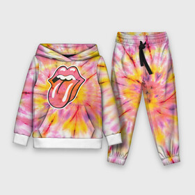 Детский костюм 3D (с толстовкой) с принтом Rolling Stones tie dye в Белгороде,  |  | Тематика изображения на принте: mick jagger | music | rock | rolling stones | музыка | рок