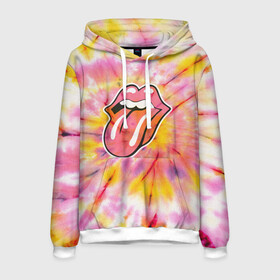 Мужская толстовка 3D с принтом Rolling Stones tie-dye в Белгороде, 100% полиэстер | двухслойный капюшон со шнурком для регулировки, мягкие манжеты на рукавах и по низу толстовки, спереди карман-кенгуру с мягким внутренним слоем. | mick jagger | music | rock | rolling stones | музыка | рок