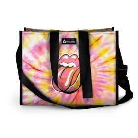 Сумка-шоппер 3D с принтом Rolling Stones tie-dye в Белгороде, 100% полиэстер | застегивается на металлическую кнопку; внутренний карман застегивается на молнию. Стенки укреплены специальным мягким материалом, чтобы защитить содержимое от несильных ударов
 | mick jagger | music | rock | rolling stones | музыка | рок