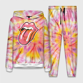 Женский костюм 3D (с толстовкой) с принтом Rolling Stones tie dye в Белгороде,  |  | mick jagger | music | rock | rolling stones | музыка | рок