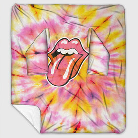 Плед с рукавами с принтом Rolling Stones tie-dye в Белгороде, 100% полиэстер | Закругленные углы, все края обработаны. Ткань не мнется и не растягивается. Размер 170*145 | mick jagger | music | rock | rolling stones | музыка | рок