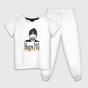 Детская пижама хлопок с принтом Noize MC в Белгороде, 100% хлопок |  брюки и футболка прямого кроя, без карманов, на брюках мягкая резинка на поясе и по низу штанин
 | damilola karpow | noize mc | rap | rock | арт | баттл | ваня | иван | музыка | надпись | нойз | портрет | реп | рок | рэп | хип хоп | череп