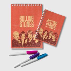 Блокнот с принтом The Rolling Stones в Белгороде, 100% бумага | 48 листов, плотность листов — 60 г/м2, плотность картонной обложки — 250 г/м2. Листы скреплены удобной пружинной спиралью. Цвет линий — светло-серый
 | Тематика изображения на принте: mick jagger | music | rock | rolling stones | музыка | рок