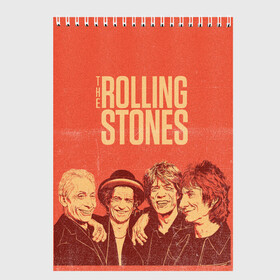 Скетчбук с принтом The Rolling Stones в Белгороде, 100% бумага
 | 48 листов, плотность листов — 100 г/м2, плотность картонной обложки — 250 г/м2. Листы скреплены сверху удобной пружинной спиралью | Тематика изображения на принте: mick jagger | music | rock | rolling stones | музыка | рок