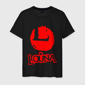 Мужская футболка хлопок с принтом Louna в Белгороде, 100% хлопок | прямой крой, круглый вырез горловины, длина до линии бедер, слегка спущенное плечо. | louna | tracktor bowling | альтернативный метал | альтернативный рок | гранж | лу | луна | ню метал | панк рок | хард рок