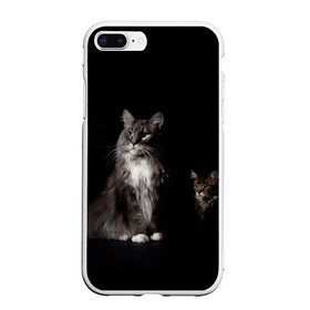 Чехол для iPhone 7Plus/8 Plus матовый с принтом Котики в Белгороде, Силикон | Область печати: задняя сторона чехла, без боковых панелей | Тематика изображения на принте: animal | animals | beast | black | cat | kitten | животное | животные | зверек | зверь | кот | котейка | котенок | котики | котэ | кошка | кошки | мейн кун | черная