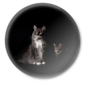 Значок с принтом Котики в Белгороде,  металл | круглая форма, металлическая застежка в виде булавки | Тематика изображения на принте: animal | animals | beast | black | cat | kitten | животное | животные | зверек | зверь | кот | котейка | котенок | котики | котэ | кошка | кошки | мейн кун | черная