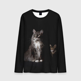Мужской лонгслив 3D с принтом Котики в Белгороде, 100% полиэстер | длинные рукава, круглый вырез горловины, полуприлегающий силуэт | animal | animals | beast | black | cat | kitten | животное | животные | зверек | зверь | кот | котейка | котенок | котики | котэ | кошка | кошки | мейн кун | черная