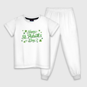 Детская пижама хлопок с принтом ДЕНЬ СВЯТОГО ПАТРИКА в Белгороде, 100% хлопок |  брюки и футболка прямого кроя, без карманов, на брюках мягкая резинка на поясе и по низу штанин
 | 
