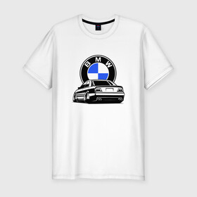Мужская футболка хлопок Slim с принтом BMW (JDM) в Белгороде, 92% хлопок, 8% лайкра | приталенный силуэт, круглый вырез ворота, длина до линии бедра, короткий рукав | bmw | bmw performance | m | motorsport | performance | бмв | бэха | моторспорт