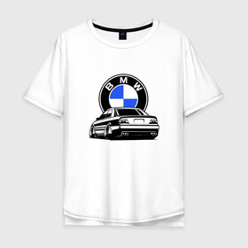 Мужская футболка хлопок Oversize с принтом BMW (JDM) в Белгороде, 100% хлопок | свободный крой, круглый ворот, “спинка” длиннее передней части | Тематика изображения на принте: bmw | bmw performance | m | motorsport | performance | бмв | бэха | моторспорт