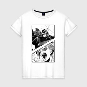 Женская футболка хлопок с принтом Gurren lagann в Белгороде, 100% хлопок | прямой крой, круглый вырез горловины, длина до линии бедер, слегка спущенное плечо | anime | gurren lagann | manga. | аниме | гуррен лаганн | манга