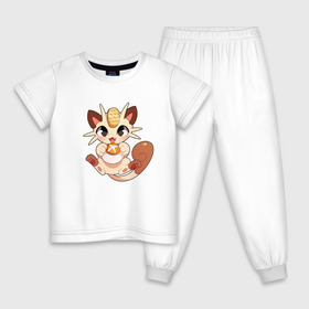Детская пижама хлопок с принтом Мяут в Белгороде, 100% хлопок |  брюки и футболка прямого кроя, без карманов, на брюках мягкая резинка на поясе и по низу штанин
 | Тематика изображения на принте: аниме | мяут | покемон