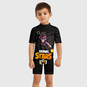 Детский купальный костюм 3D с принтом Brawl stars Mortis Мортис в Белгороде, Полиэстер 85%, Спандекс 15% | застежка на молнии на спине | brawl | brawl stars | brawlstars | brawl_stars | jessie | mortis | бравл | бравлстарс | ворон | мортис