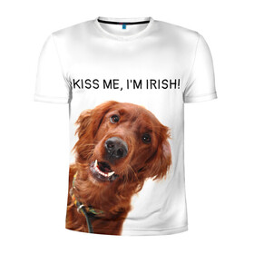Мужская футболка 3D спортивная с принтом Ирландский сеттер в Белгороде, 100% полиэстер с улучшенными характеристиками | приталенный силуэт, круглая горловина, широкие плечи, сужается к линии бедра | irish | kiss me | kiss me im irish | ирландец | ирландия | ирландский | ирландский сеттер | красный сеттер | поцелуй меня я ирландец | рыжий сеттер | сеттер