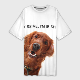 Платье-футболка 3D с принтом Ирландский сеттер в Белгороде,  |  | irish | kiss me | kiss me im irish | ирландец | ирландия | ирландский | ирландский сеттер | красный сеттер | поцелуй меня я ирландец | рыжий сеттер | сеттер