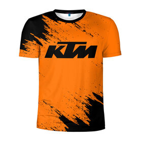 Мужская футболка 3D спортивная с принтом KTM в Белгороде, 100% полиэстер с улучшенными характеристиками | приталенный силуэт, круглая горловина, широкие плечи, сужается к линии бедра | enduro | ktm | moto | motocycle | sportmotorcycle | ктм | мото | мотоспорт