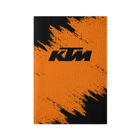 Обложка для паспорта матовая кожа с принтом KTM в Белгороде, натуральная матовая кожа | размер 19,3 х 13,7 см; прозрачные пластиковые крепления | enduro | ktm | moto | motocycle | sportmotorcycle | ктм | мото | мотоспорт