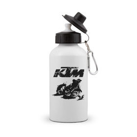 Бутылка спортивная с принтом KTM в Белгороде, металл | емкость — 500 мл, в комплекте две пластиковые крышки и карабин для крепления | enduro | ktm | moto | motocycle | sportmotorcycle | ктм | мото | мотоспорт