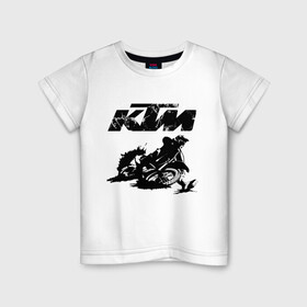 Детская футболка хлопок с принтом KTM в Белгороде, 100% хлопок | круглый вырез горловины, полуприлегающий силуэт, длина до линии бедер | Тематика изображения на принте: enduro | ktm | moto | motocycle | sportmotorcycle | ктм | мото | мотоспорт