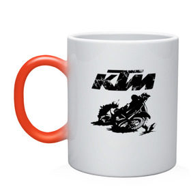 Кружка хамелеон с принтом KTM в Белгороде, керамика | меняет цвет при нагревании, емкость 330 мл | enduro | ktm | moto | motocycle | sportmotorcycle | ктм | мото | мотоспорт
