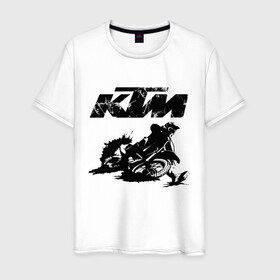 Мужская футболка хлопок с принтом KTM в Белгороде, 100% хлопок | прямой крой, круглый вырез горловины, длина до линии бедер, слегка спущенное плечо. | enduro | ktm | moto | motocycle | sportmotorcycle | ктм | мото | мотоспорт
