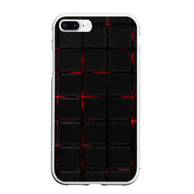 Чехол для iPhone 7Plus/8 Plus матовый с принтом 3D Плиты Red & Black в Белгороде, Силикон | Область печати: задняя сторона чехла, без боковых панелей | 3d | 3д | 3д полосы | led | led подсветка | красночерный | красный | полосы | свет | свечение | текстуры | черно красный | черный