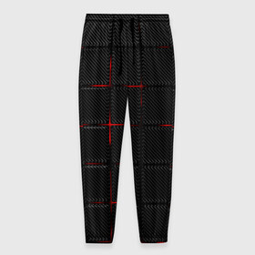 Мужские брюки 3D с принтом 3D Плиты Red & Black в Белгороде, 100% полиэстер | манжеты по низу, эластичный пояс регулируется шнурком, по бокам два кармана без застежек, внутренняя часть кармана из мелкой сетки | 3d | 3д | 3д полосы | led | led подсветка | красночерный | красный | полосы | свет | свечение | текстуры | черно красный | черный
