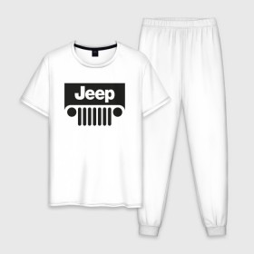 Мужская пижама хлопок с принтом Im Jeep в Белгороде, 100% хлопок | брюки и футболка прямого кроя, без карманов, на брюках мягкая резинка на поясе и по низу штанин
 | 4на4 | auto | baja | jeep | offroad | trofi | авто | автомобиль | ам | баха | бездорожье | внедорожник | джип | джипинг | джиппинг | машина | машины | оффроад | полный привод