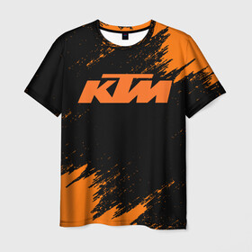 Мужская футболка 3D с принтом KTM в Белгороде, 100% полиэфир | прямой крой, круглый вырез горловины, длина до линии бедер | Тематика изображения на принте: enduro | ktm | moto | moto sport | motocycle | sportmotorcycle | ктм | мото | мото спорт | мотоспорт | спорт мото