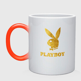 Кружка хамелеон с принтом PLAYBOY GOLD в Белгороде, керамика | меняет цвет при нагревании, емкость 330 мл | brand | brazzers | fake taxi | faketaxi | hub | mode | playboy | бразерс | бренд | мода | фейк такси