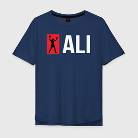 Мужская футболка хлопок Oversize с принтом ALI в Белгороде, 100% хлопок | свободный крой, круглый ворот, “спинка” длиннее передней части | ali | boxer | boxing | fighting | muhammad | muhammed | али | мухаммед