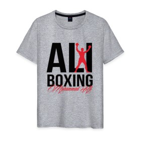 Мужская футболка хлопок с принтом Muhammad Ali в Белгороде, 100% хлопок | прямой крой, круглый вырез горловины, длина до линии бедер, слегка спущенное плечо. | Тематика изображения на принте: ali | boxer | boxing | muhammad | али | бокс | боксер | мухаммед