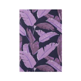 Обложка для паспорта матовая кожа с принтом Tropical leaves 4 purple в Белгороде, натуральная матовая кожа | размер 19,3 х 13,7 см; прозрачные пластиковые крепления | Тематика изображения на принте: leaves | palms. тропические | tropical | листья | пальмы