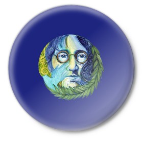 Значок с принтом John Lennon в Белгороде,  металл | круглая форма, металлическая застежка в виде булавки | Тематика изображения на принте: 