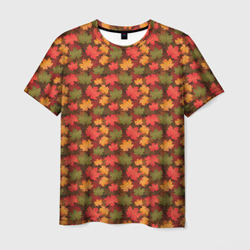 Мужская футболка 3D с принтом Maple leaves в Белгороде, 100% полиэфир | прямой крой, круглый вырез горловины, длина до линии бедер | leaves | maple | клён | кленовые | листопад | листья