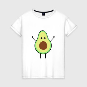 Женская футболка хлопок с принтом Милый авокадо в Белгороде, 100% хлопок | прямой крой, круглый вырез горловины, длина до линии бедер, слегка спущенное плечо | avocado | авокадо | еда | милый авокадо | прикольная картинка | фрукт