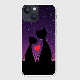 Чехол для iPhone 13 mini с принтом КОТИКИ | ЛЮБОВЬ в Белгороде,  |  | cat | cats | love | space | космос | кот | коты | любовь | пара